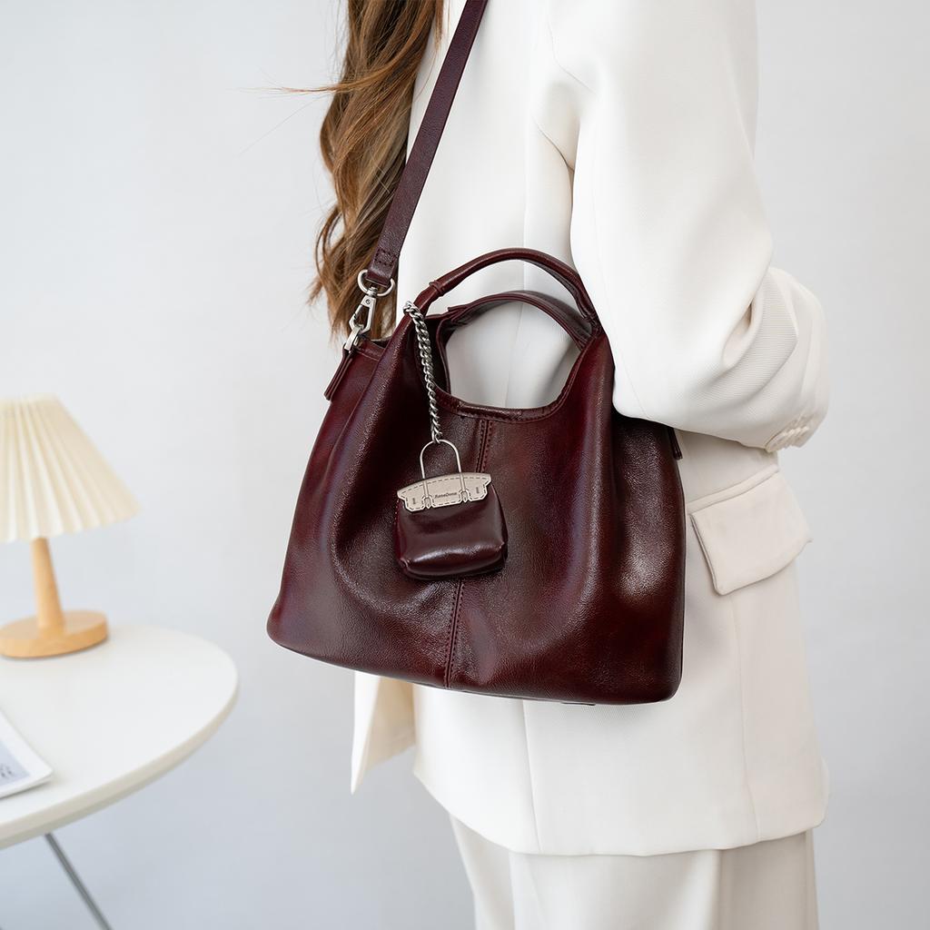Женская ретро-сумка, новая модная универсальная сумка через плечо, мягкая кожаная корзина для овощей, модная сумка на одно плечо