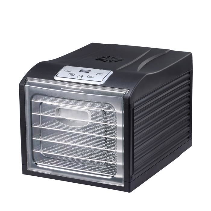 Дегидратор для продуктов Biochef Arizona 6 поддонов - Равномерная сушка - Прозрачная дверца - Не содержит БФА - Черный