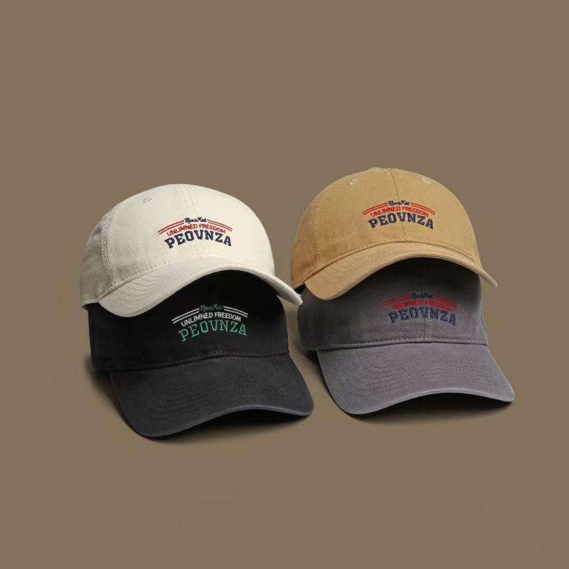 Japanese Casual Versatile Trendy Brand Couple Wide Brim Soft Top Cap Men'S Retro Embroidered Cap Women