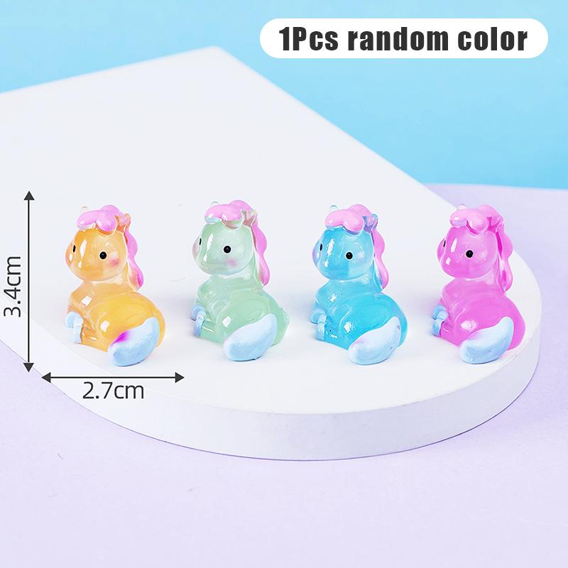 1Pcs Chinese Zodiac Mini Luminous Ornaments Cartoon Animal Resin Ornament Micro Landscape Decoration Diy Desktop Decor