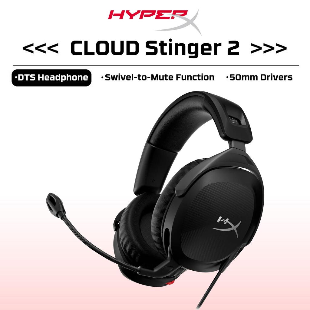 HYPERX Cloud Stinger 2 Gaming Headset DTS Headphone Lightweight Over-Ear Headset with Mic Swivel-to-Mute Function 50mm Drivers PC Compatible