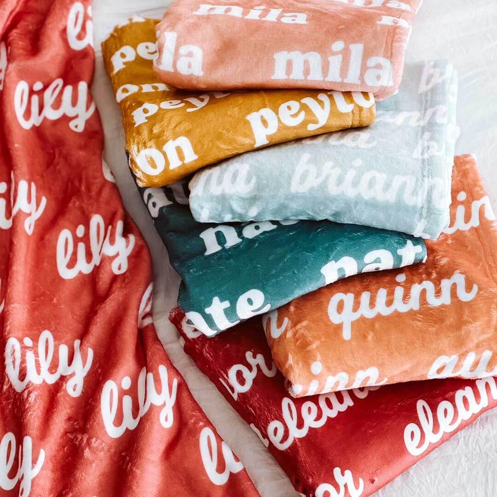 Dropshipping Personalized Color Baby Blanket Name Printed Soft Minky Plush Flame Retardant All-Season