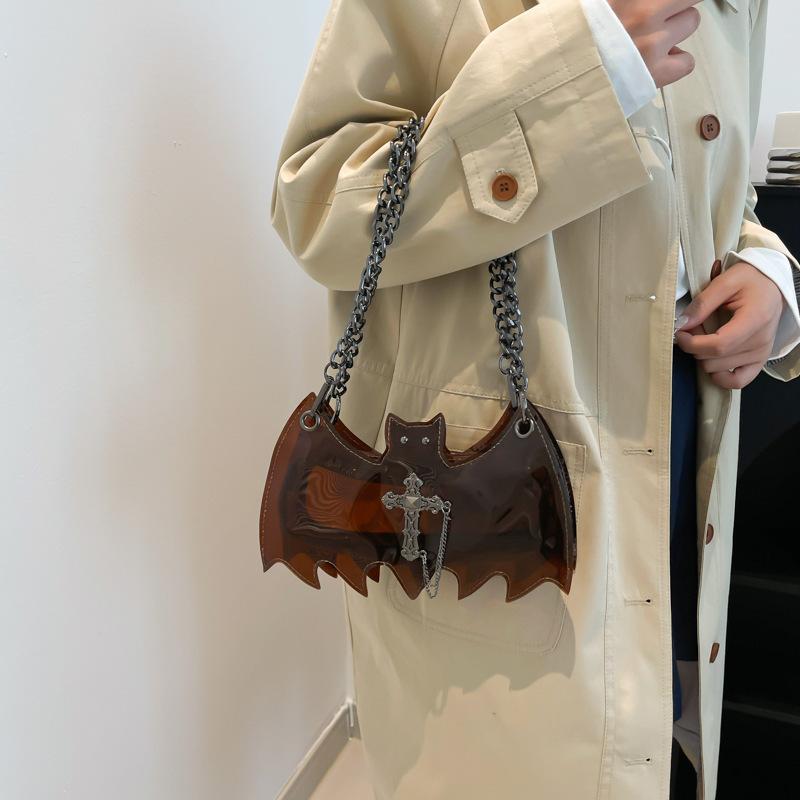 Маленькая прозрачная сумка через плечо для женщин в стиле летучей мыши на Хэллоуин, новая мода