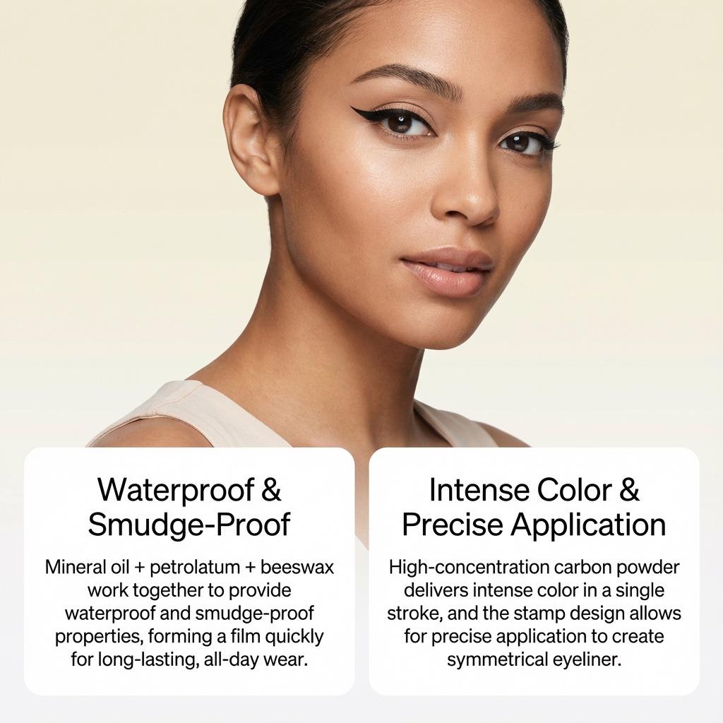 Двусторонний черный жидкий лайнер-штамп для глаз Zephoco: Гладкий, безупречный, универсальный пигментированный макияж глаз.