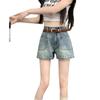 Женские ретро джинсовые шорты А-силуэта с широкими штанинами, лето 2025: Стройнящие, с высокой талией, модные, шорты свободного кроя для студентов