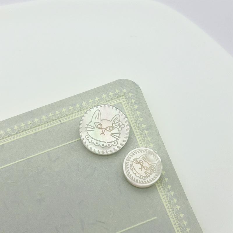 10 шт. Милые пуговицы с котятами 11,5/15 мм круглые белые перламутровые пуговицы на ножке пуговицы для женской одежды