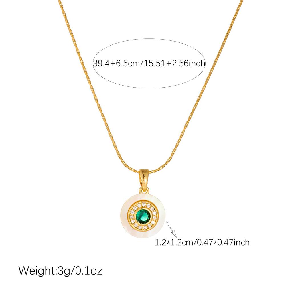 316L Stainless Steel Round Green Zircon Pendant Necklace For Women Lady Fashion New Clavicle Chain Jewelry Accessories Gift