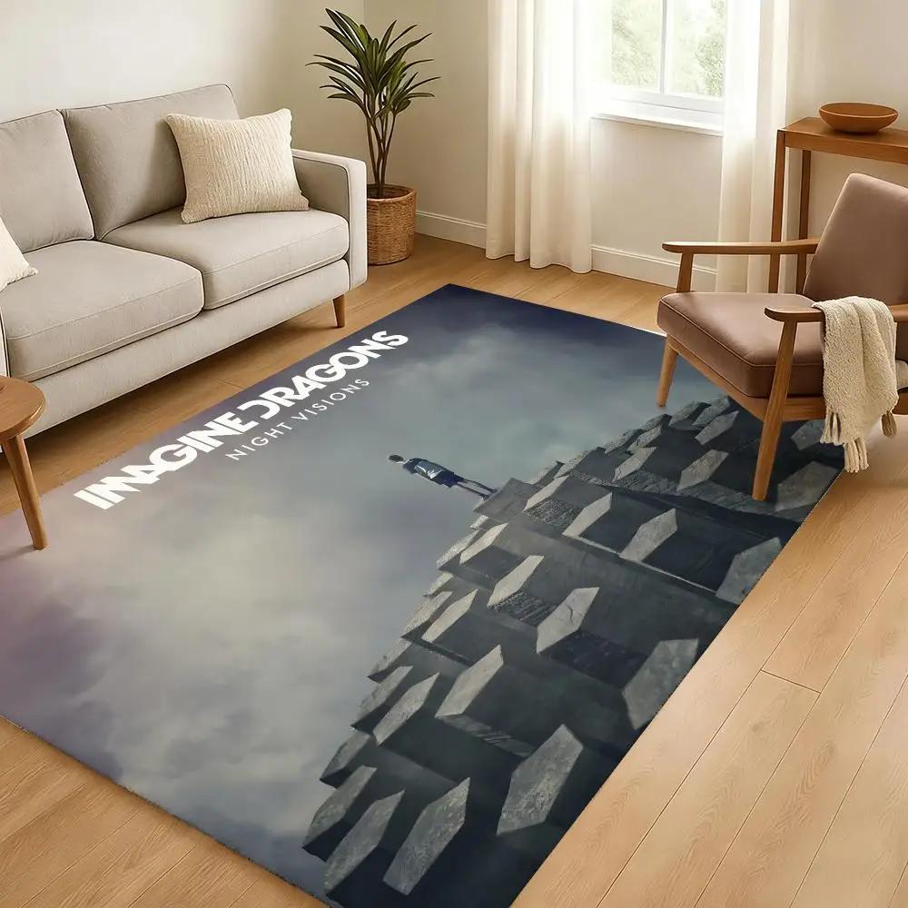 Rock Band Imagine D-Dragons bones Floor Mat Soft Thickened Non-Slip Bedroom Living Room Door Mat Home Decor Flannel Rugs