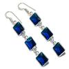 Natural London Blue Topaz Handmade 925 Sterling Silver Earring 2.64" O8h68