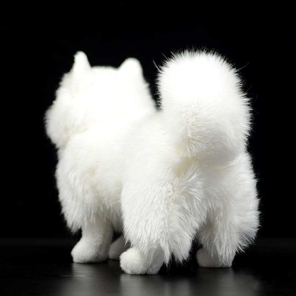 Simulation Samoyed Plush Toy Realistic Standing White Samoyed Pet Dog Stuffed Cute Dog Puppy Model Unique Plush Gift Collection for Kids Home -