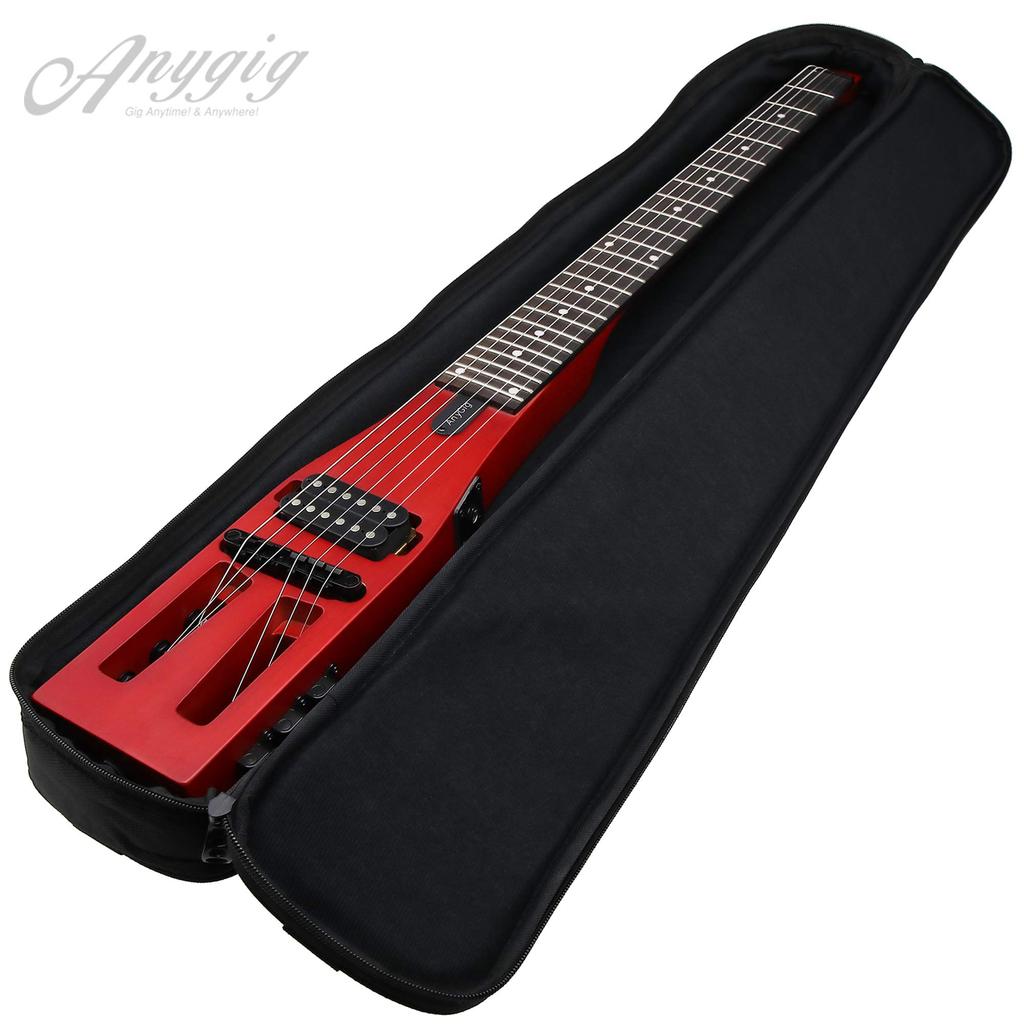 Anygig Portable Travel Electric Guitar 82CM Cherry Full Scale with Gig Bag for Right Handed 1.6KG 25.5"