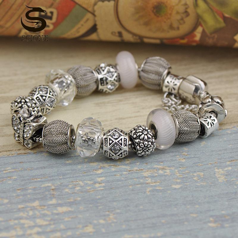 LUXY MOON Женский модный браслет из хрустального стекла с бисером и бриллиантами