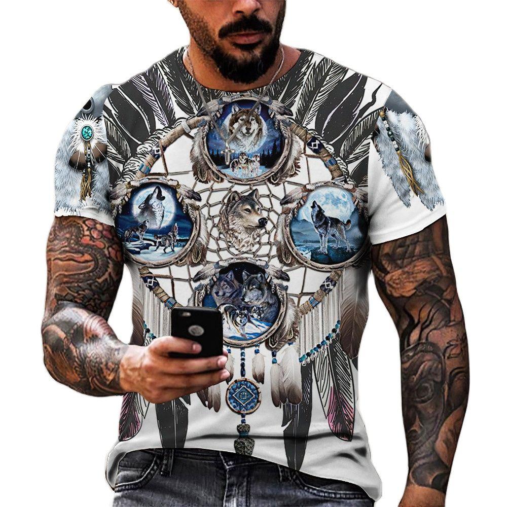 Повседневные футболки с рисунком животных, свободные летние мужские футболки с принтом в ретро-индийском стиле, уличные мужские топы с коротким рукавом и круглым вырезом 2025