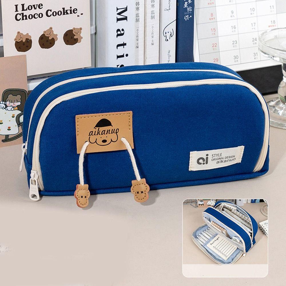 Korean Style Canvas Stationery Bag Desktop Storage Puppy Pencil Pouch School