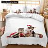 Пододеяльник с изображением кошек и собак, рождественский комплект постельного белья с изображением животных для детей и подростков, двуспальный, размера «king-size», полиэстеровый чехол-одеяло