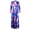 Spring and Autumn Women's Dress V-Neck Printed Swing Dresses Long Dresses