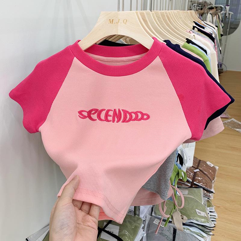 Женская летняя футболка с коротким рукавом в стиле ретро с контрастными вставками - Sweet, Pure Desire Style