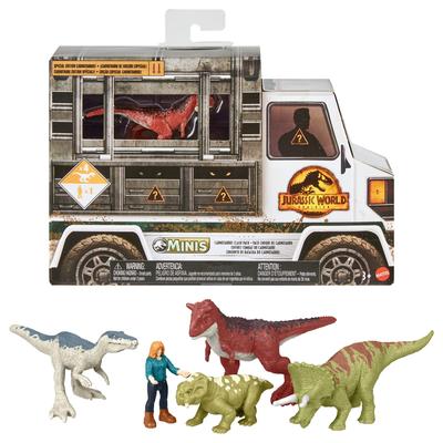 Mattel МИР ЮРСКОГО ПЕРИОДА Новая линейка Мини-фигурки Карнотавр 4 Динозавры 1 Всего 5 фигурок Годы и GWP72 Мульти-упаковка (Ограничено Включено) +