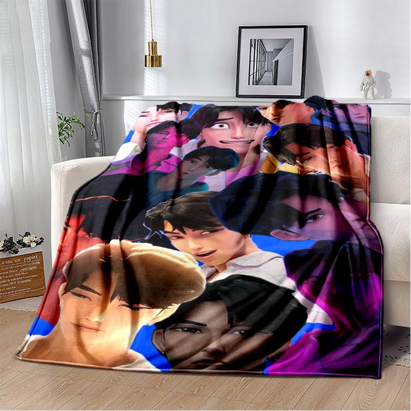 Animated music movie K-Pop: Demon Hunters Flannel Blanket Sofa Decoration Bedding Camping picnic blanket blankets for beds
