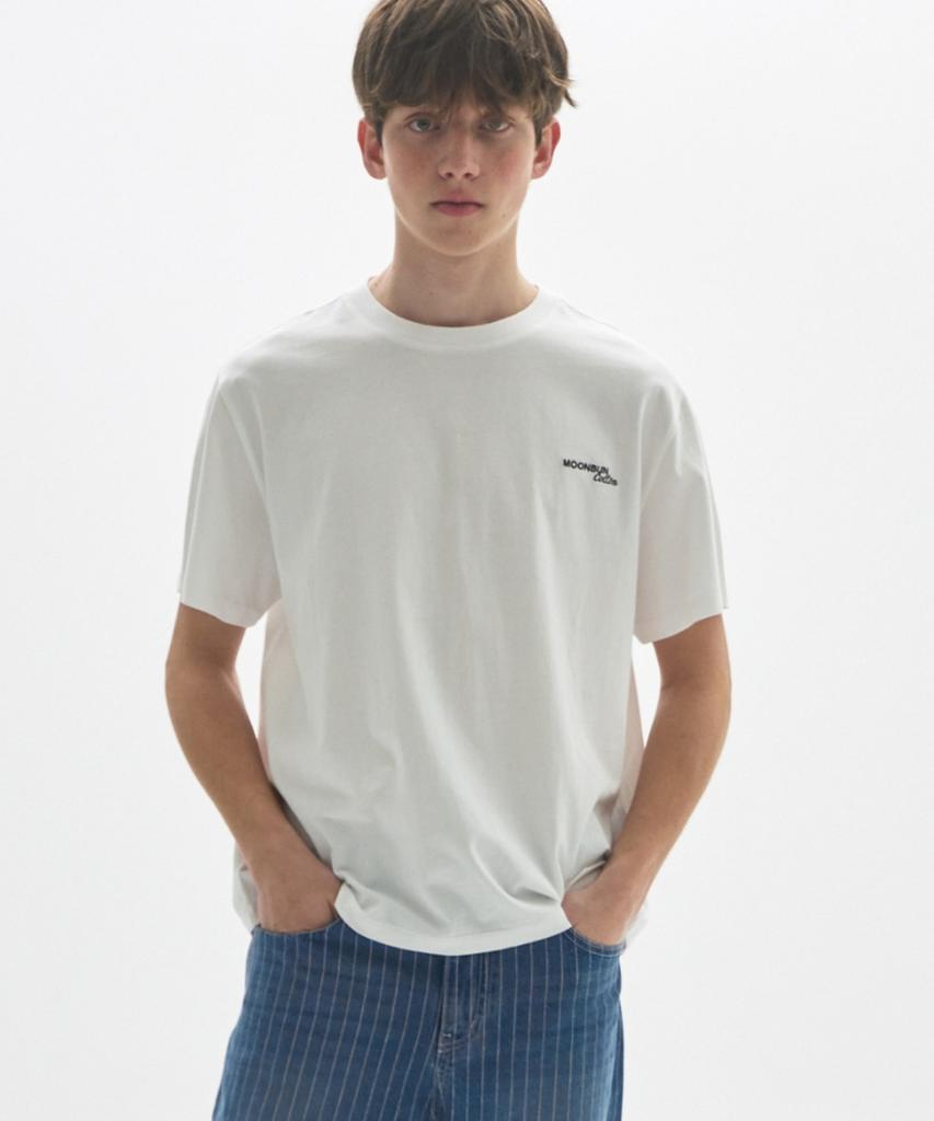 MOONSUN M.C Unisex, Logo Basic T-Shirt / White
