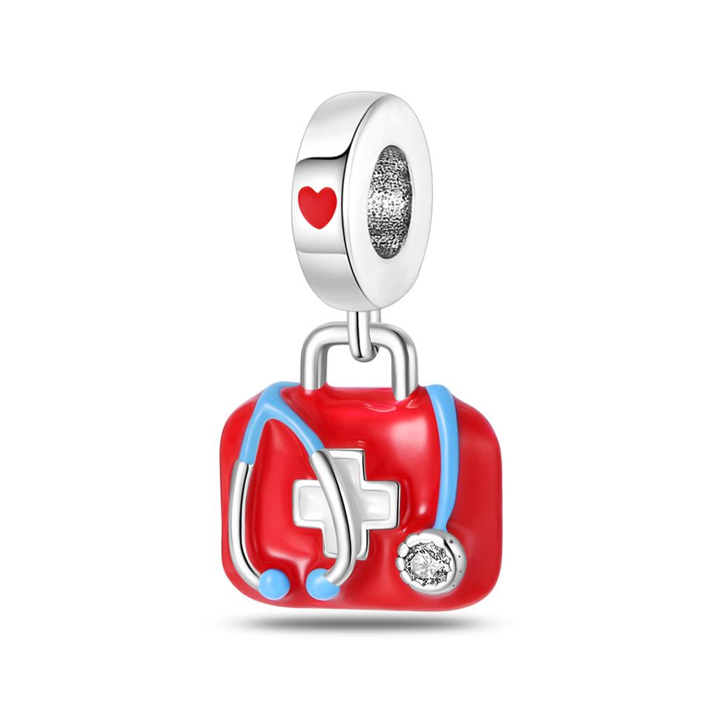 Серия «Профессия» Аптечка Зубы Учитель Бусины Подвеска Белый Медь Посеребренные 925 DIY Браслет Бусины