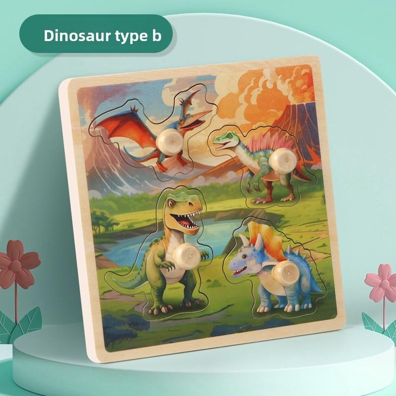 Childrens Wooden Dinosaur 3d Puzzle With Embedded Design For Cognitive Learning