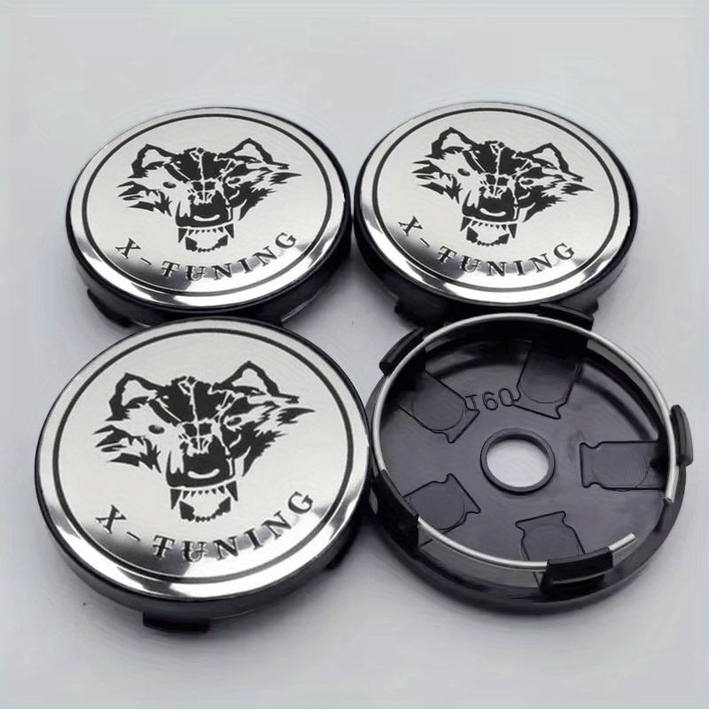 Four 60Mm/2.36-Inch Wolf Head Badges Modified for Car Wheel Center Caps, Suitable for Various Vehicle Models