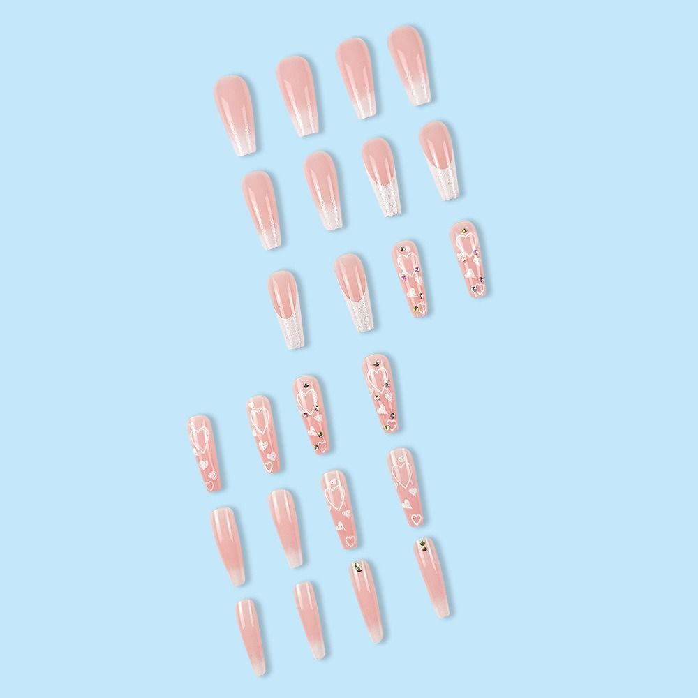 Длинные французские накладные ногти с квадратной головкой, съемные накладные ногти балерины для женщин