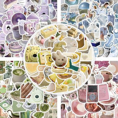 60 листов многоцветных наклеек в стиле ИНС: Реалистичные маленькие объекты в синем, розовом, фиолетовом, желтом и зеленом цветах