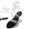 Soleist Summer New Popular Women Shoes Shiny Diamond Flat with Party Solid Black Ladies Sexy Sandals Cross Strap  Zapatos De Mujer