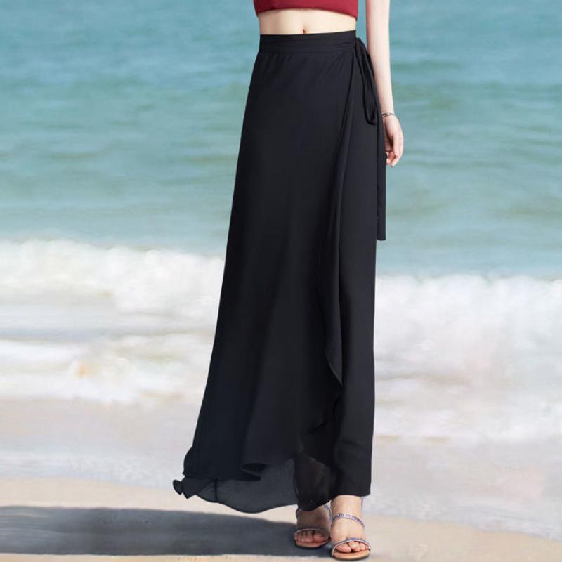 Юбка-миди женская из тюля с высокой талией, длинная, сетчатая, весенне-летняя, на резинке, плиссированная, А-силуэта