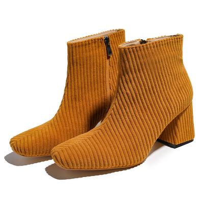 Мода 2024 года, женские короткие сапоги, обувь, вязаные носки из эластичной ткани, сапоги с острым носком, женские туфли на квадратном каблуке, женские зимние теплые ботильоны