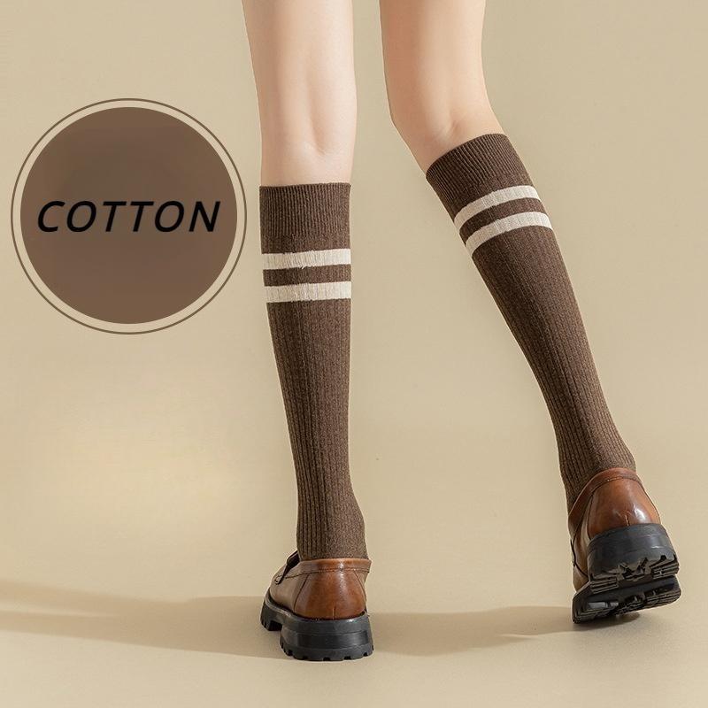 Хлопковые носки из телячьей кожи для женщин, японские носки JK, длина до колена, средние, модные, для девушек, студентов, в полоску, в стиле колледжа