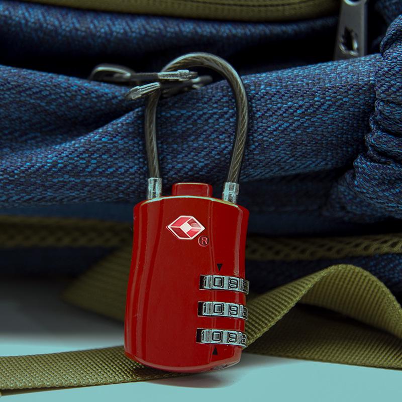 Пользовательский кодовый замок TSA для дорожного чемодана/сумок - Стальной тросовый навесной замок 02ST
