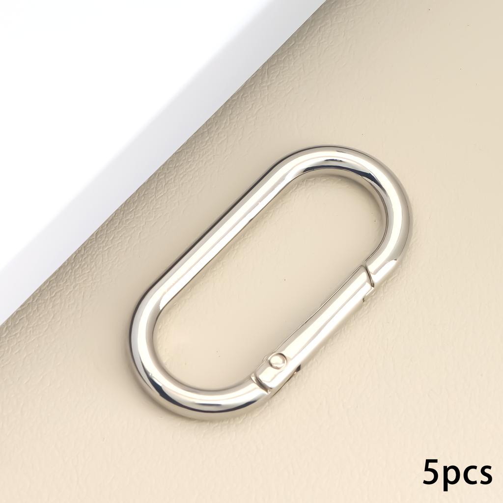 5pcs Oval Spring Ring Clips, Metal Keyring Purse Clip, Opening O Ring Clip for Men's Keychains, Backpacks, Keys