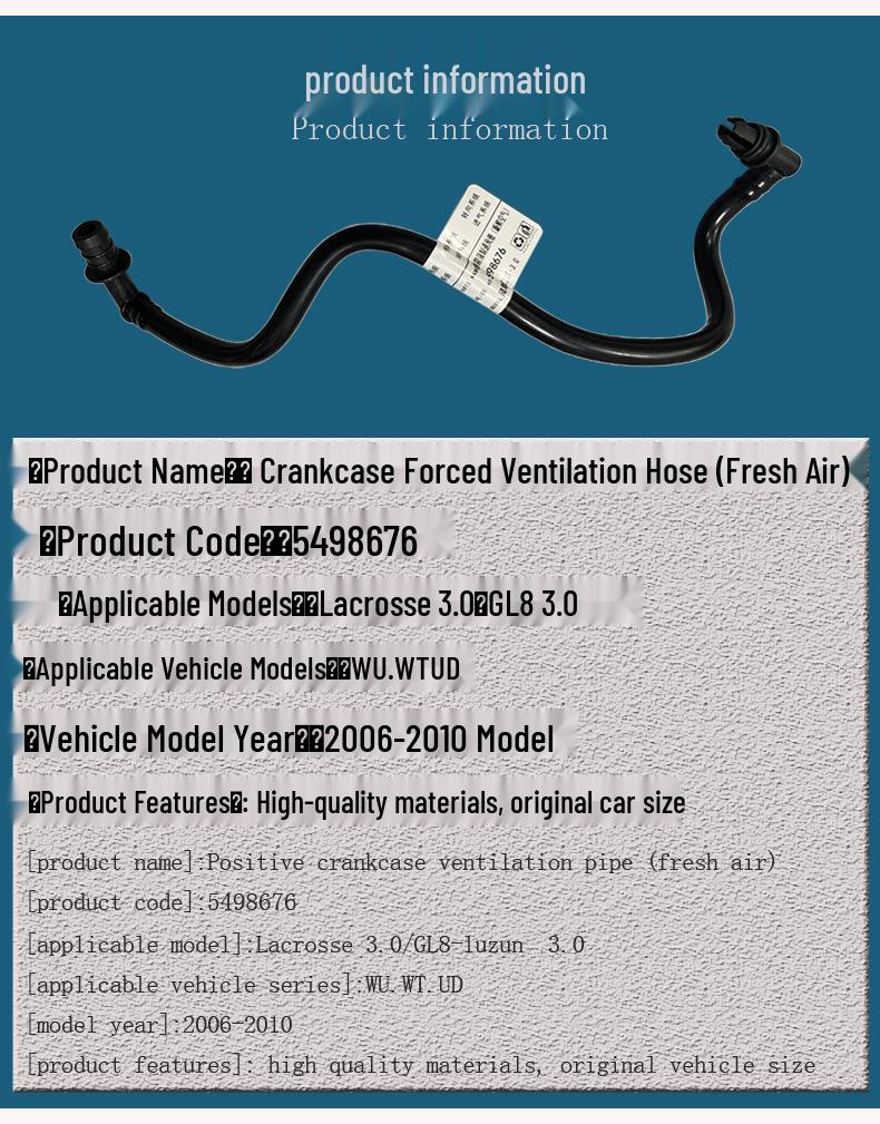 Buick LaCrosse Lucerne 3.0 Crankcase Vent & Engine Vacuum Hose