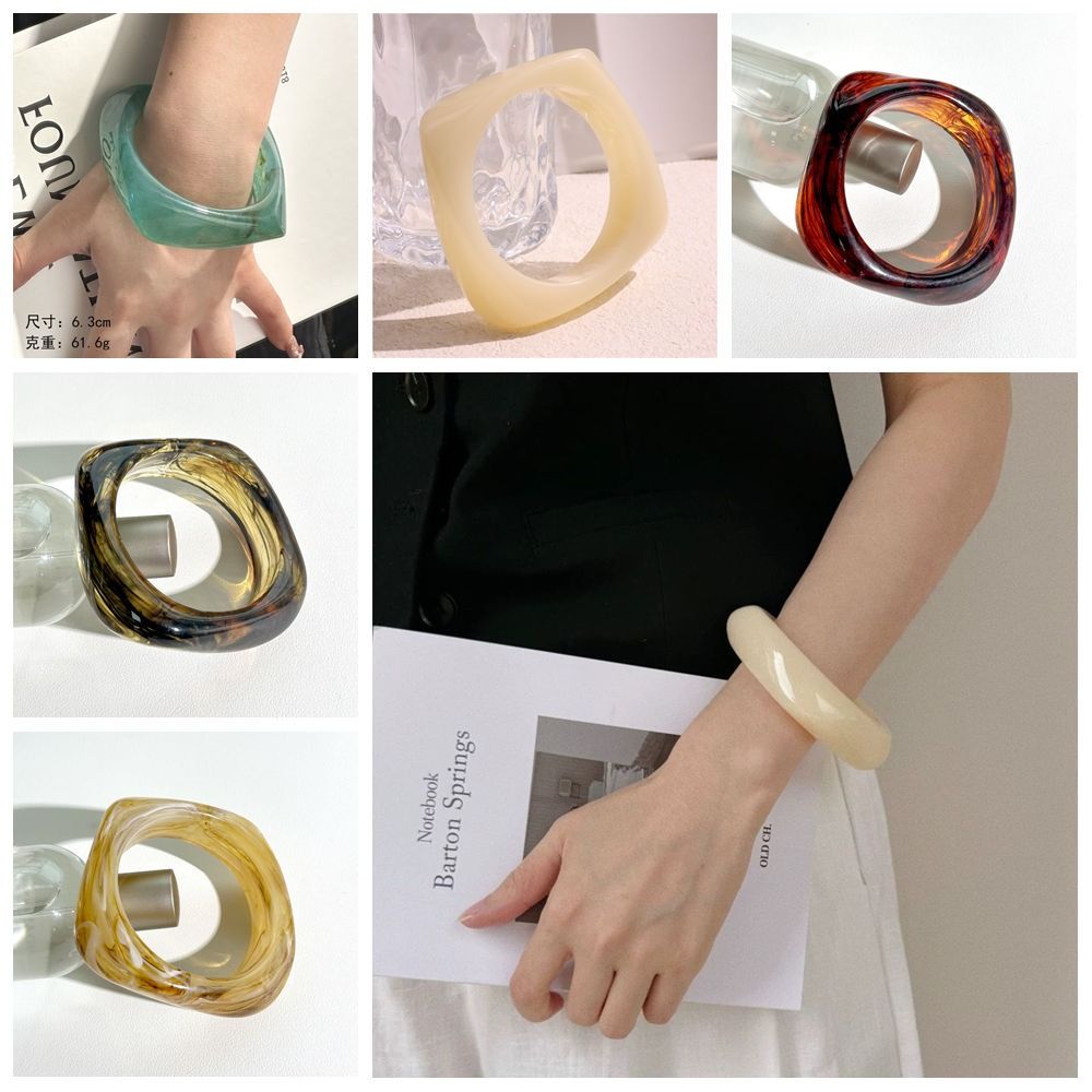 Богемный нерегулярный широкий браслет в европейском американском стиле ретро-кольцо на руку массивный браслет из смолы для женщин