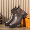 Повседневная мужская кожаная обувь Осень и Зима Стиль с высоким верхом Уличная мода Вечеринка Повседневная Деловая и Офисная обувь Черный Новый Горячий