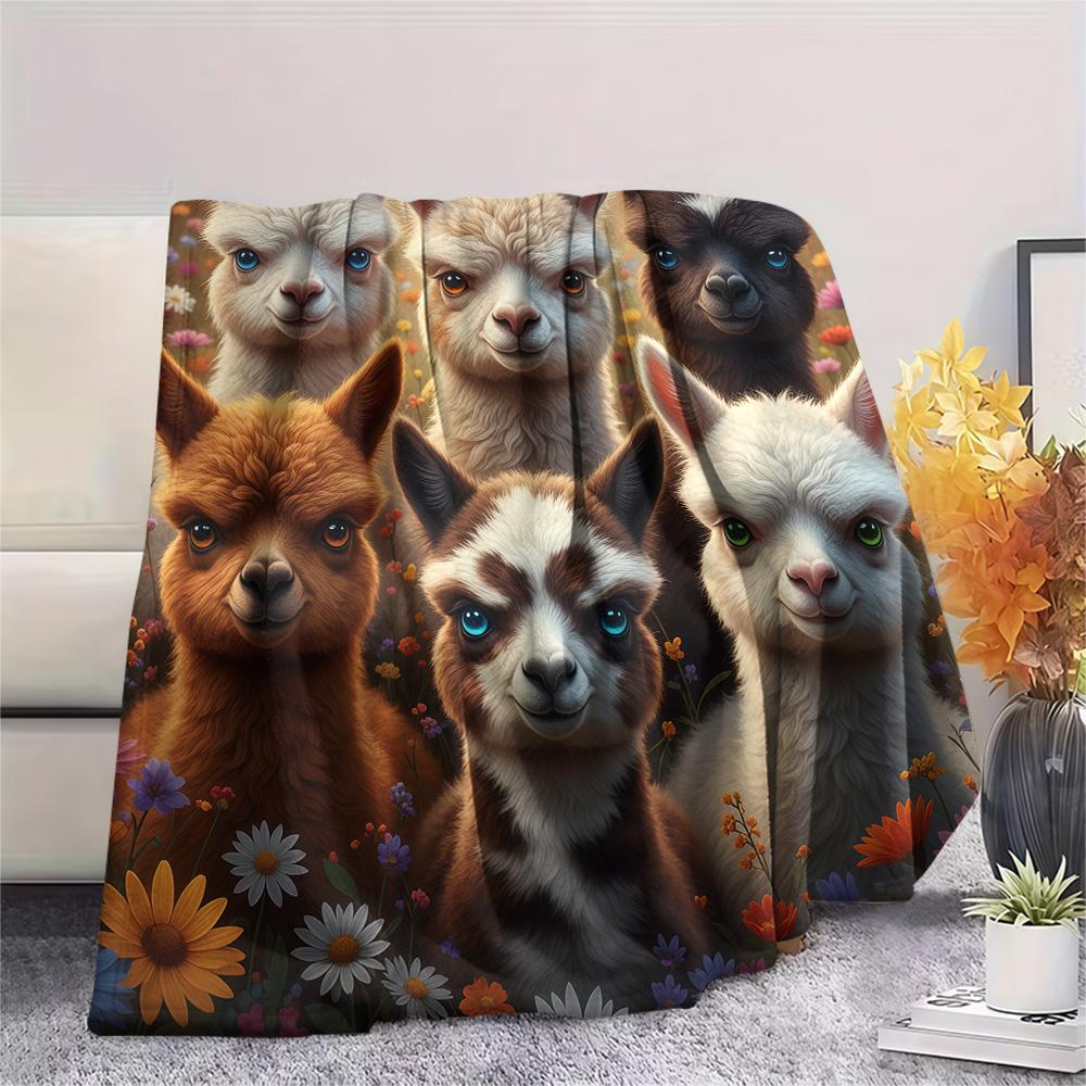 1PC Animals Print Flannel Blanket, High quality Comfortable for All Seasons, Home Decor, Warmth and Comfort