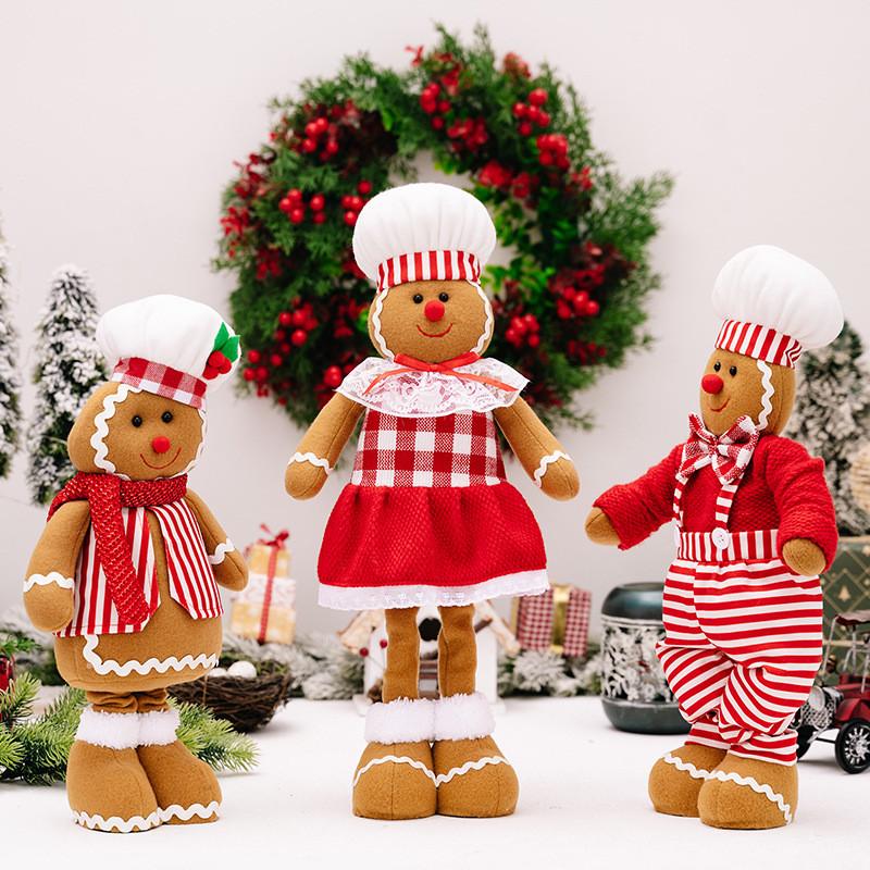 Adorable Gingerbread Man Chef Hat Doll With Stretchable Design For Christmas Home Decoration