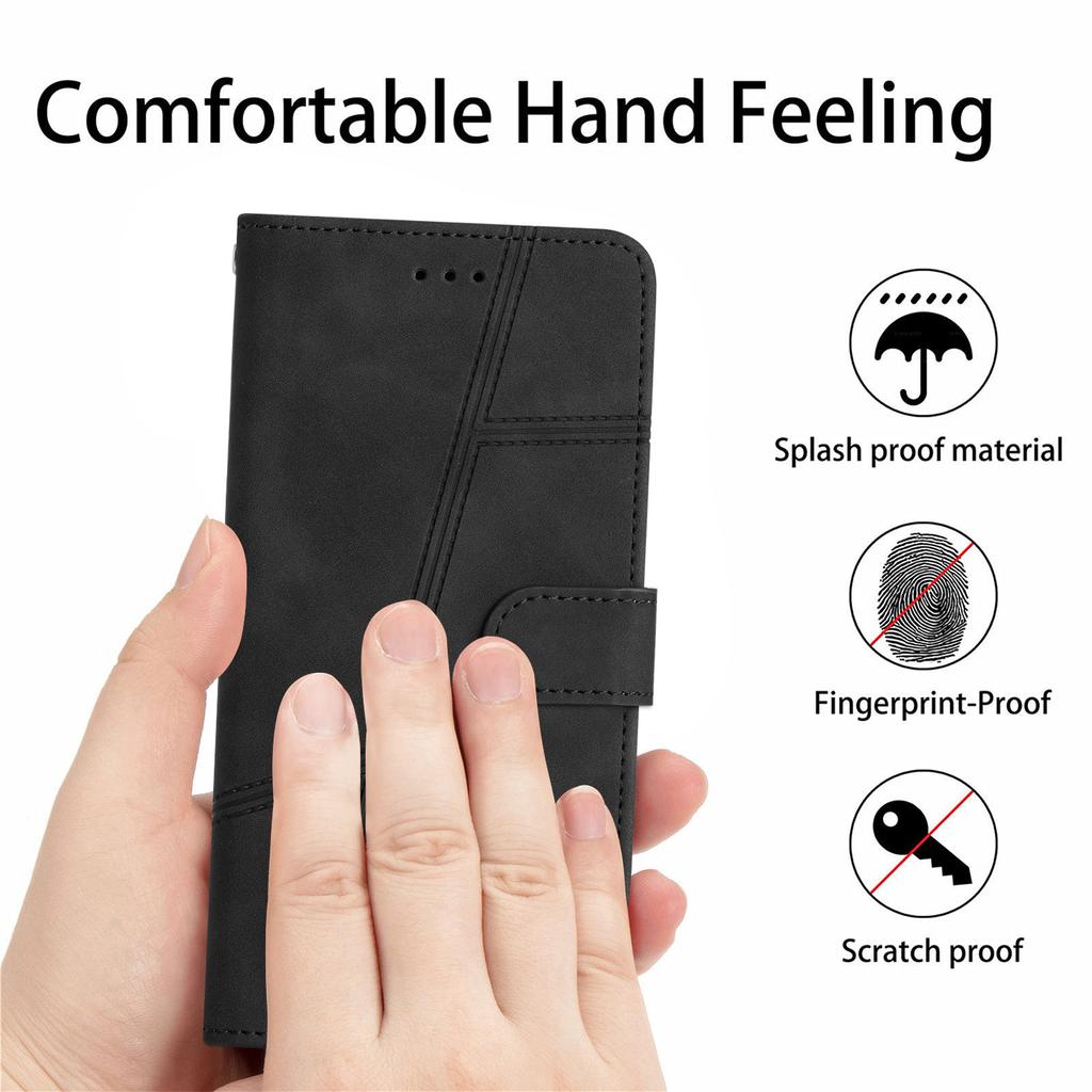 For Xiaomi 13 5G Anti-drop Imprinted Line Cover PU Leather Skin-touch Phone Shell with Wallet Stand