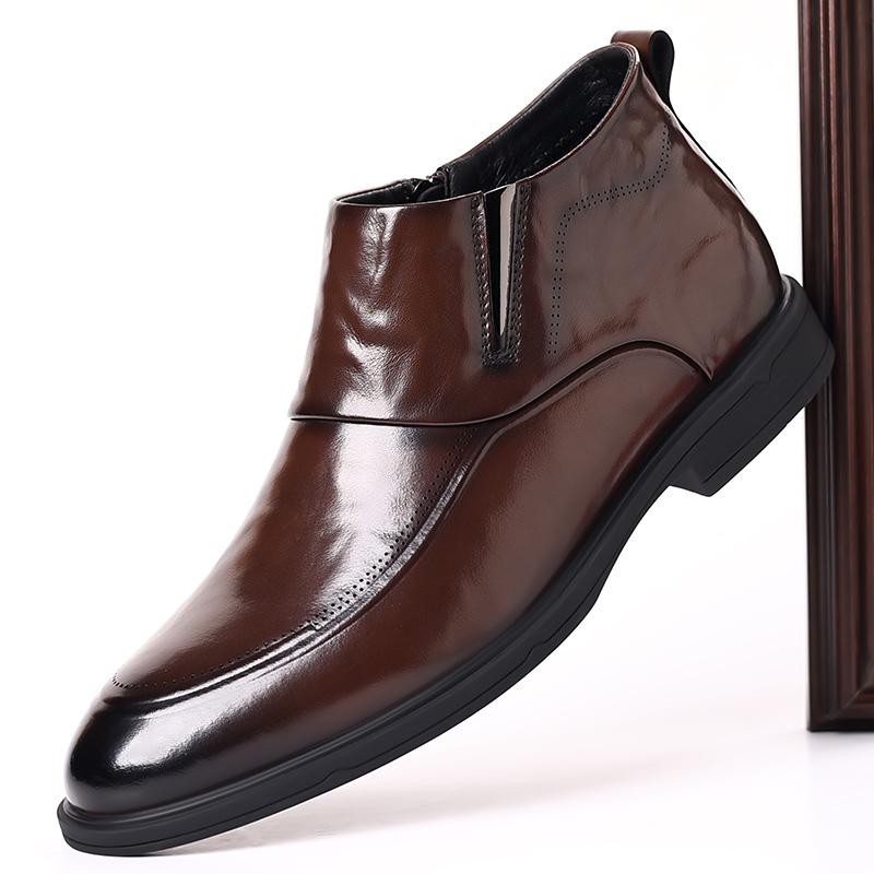 Новые высококачественные мужские ботинки челси на молнии, водонепроницаемые ботильоны, мужские броги, модные повседневные деловые высокие ботинки из кожи