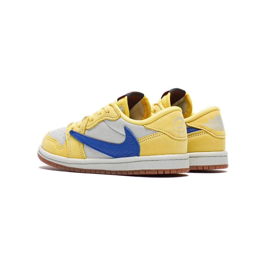 Travis Scott x Air Jordan 1 Retro Low OG SP TD Канареечные Детские Кроссовки Желтый/Голубой/Светло-серебристый DZ5908-700