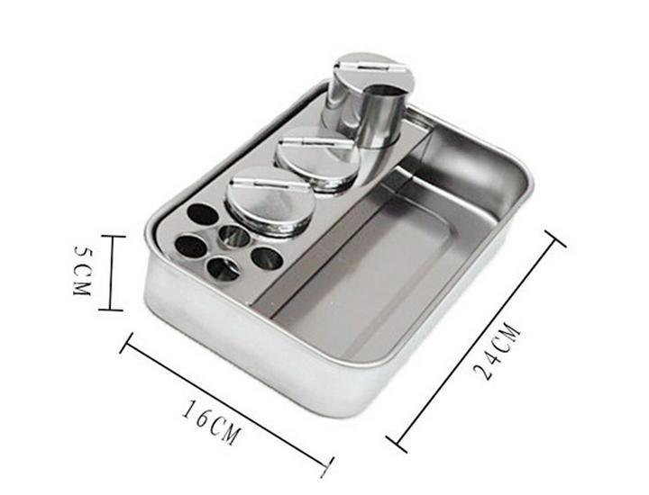 Stainless Steel Disinfection Tray with Holes and Cover, High-Temperature Square Instrument Tray