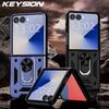 KEYSION Противоударный чехол для Samsung Z Flip 7 6 5 Силикон+ПК Защита с подставкой-кольцом Задняя крышка для телефона для Galaxy Z Flip 5 6 7 5G