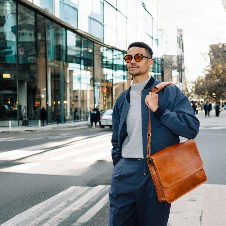 Top Grain Leather Travel Laptop Bag - Briefcase Satchel Portfolio Notebook Tablet Messenger Bag for Men & Women Gift for Him