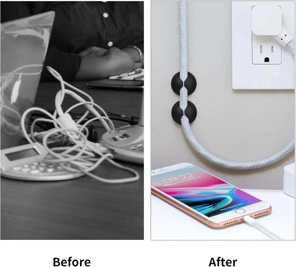 6/50PcsMini Cord Holder USB Charging Cable Clips Reusable Desk Tidy Organiser Wire Cord Holder Protectors In Home Office Car