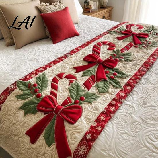 Decorative Cover for Garden Chairs Christmas Bed Runner Quilted-Look Flower Print Bedding Cover Coastal Style Extra Large Runner Queen King