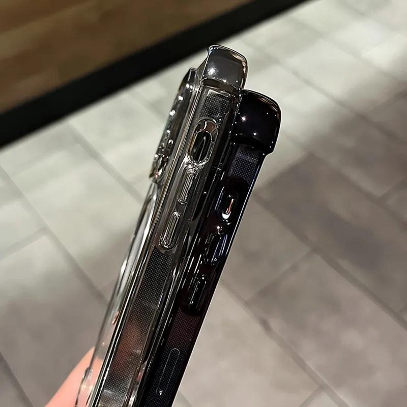 Роскошный чехол Magsafe для беспроводной зарядки iPhone 11 12 13 14 15 16 Pro Max Plus с магнитным прозрачным гальваническим покрытием