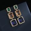 Geometric Square Earrings Fashionable Geometric Square Crystal Color Jewelry Earrings Zircon High Grade Earrings
